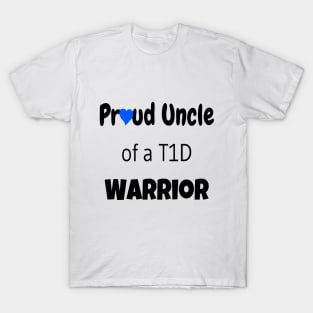 Proud Uncle Black Font Blue Heart T-Shirt